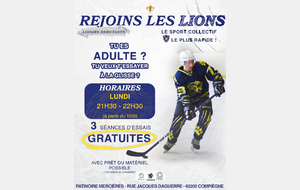 En septembre, venez découvrir le hockey à la patinoire de Compiègne le lundi soir pour les adultes débutants